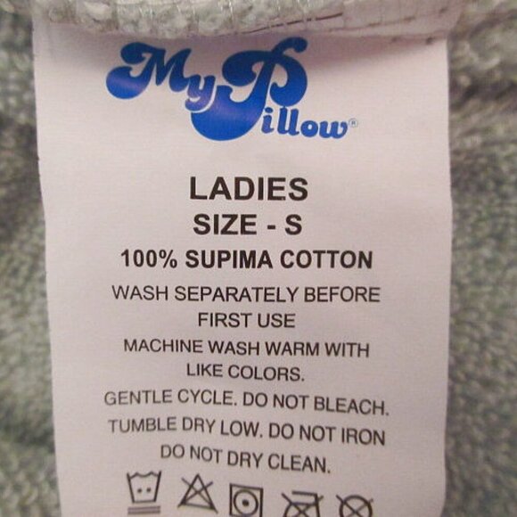 My Pillow Supima Cotton Bathrobe Women's Size S Heavyweight Green Pockets Belt - Picture 10 of 10